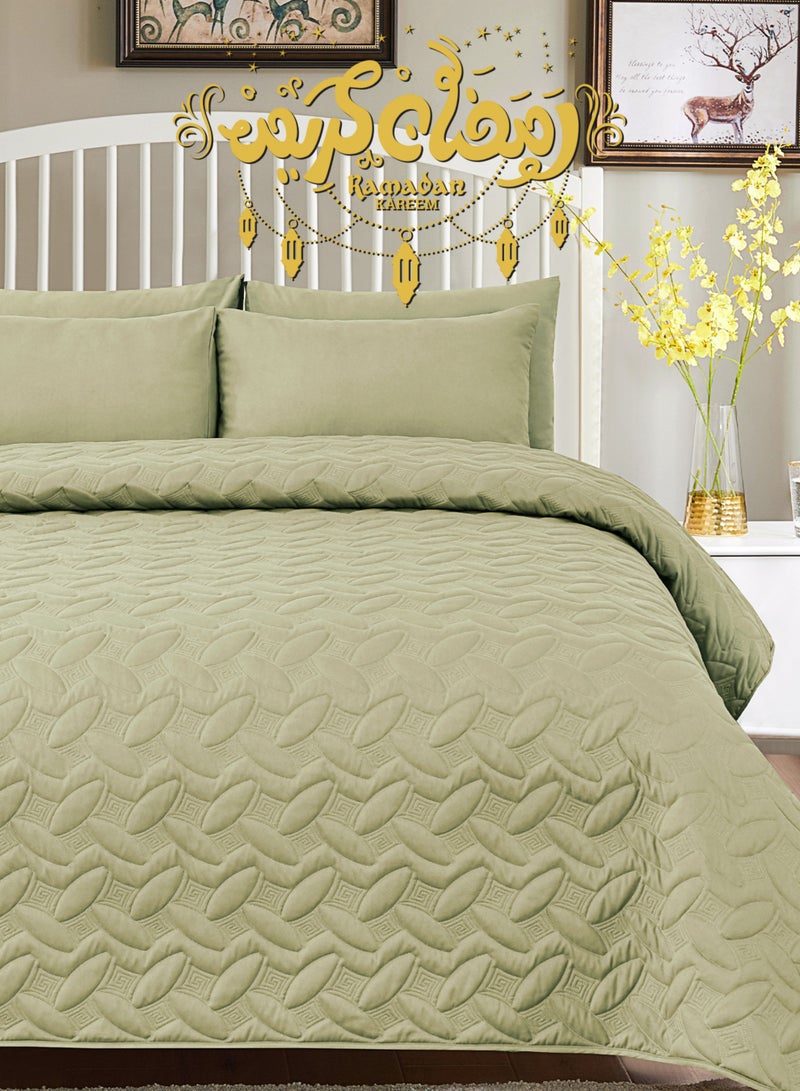 سيد المنسوجات المنزلية مفرش المضغوط مزدوج من مايكروفايبر، يناسب سرير بحجم 200 × 200 سم، 4 قطع، سلسلة إلميرا - Image 1